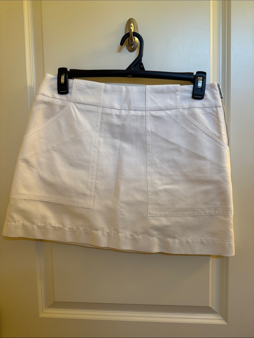 rag & bone White Cotton Mini Skirt with Patch Pockets